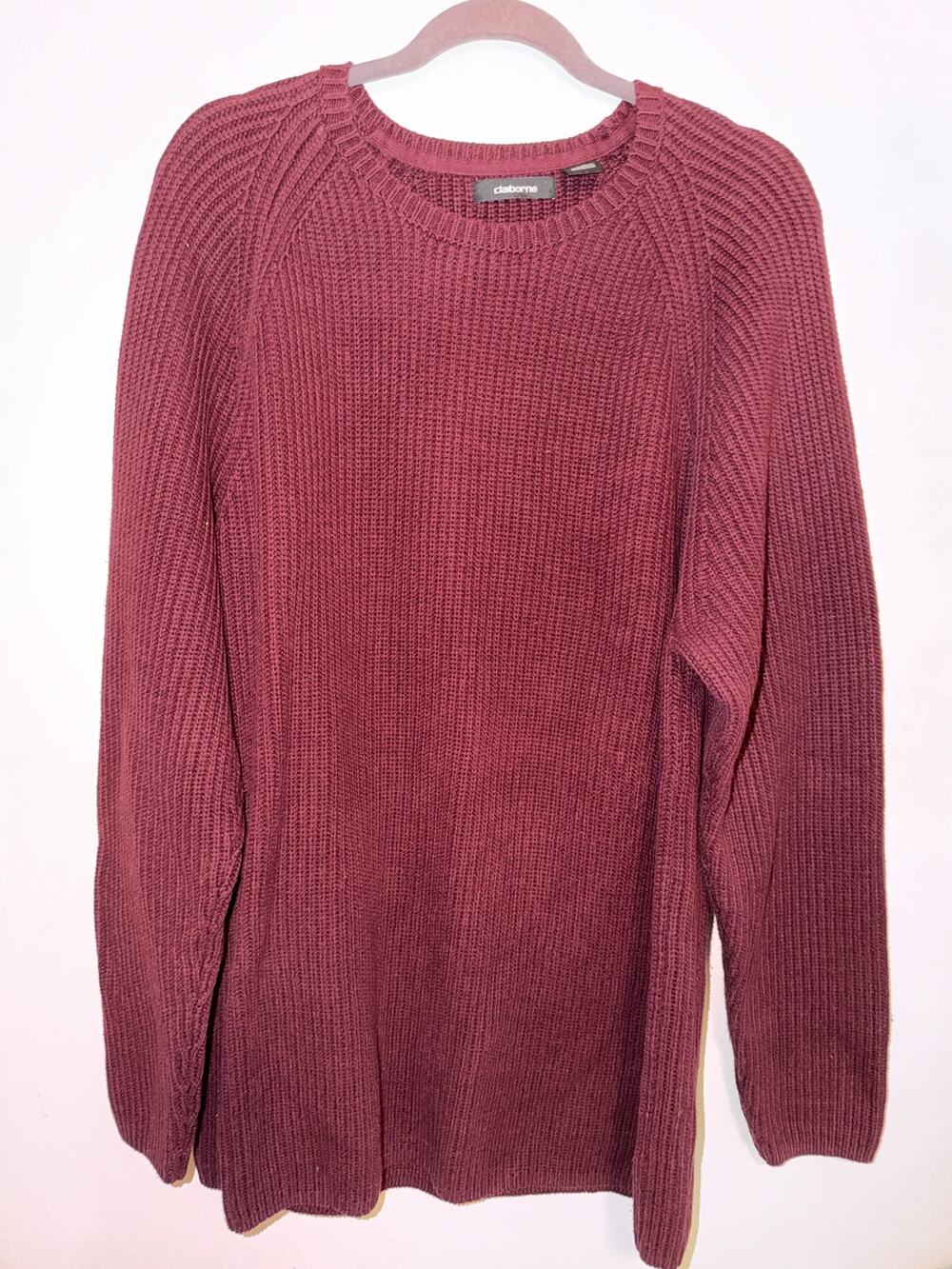 Claiborne Men’s Ribbed Knit Crewneck Sweater XXL Plum Purple
